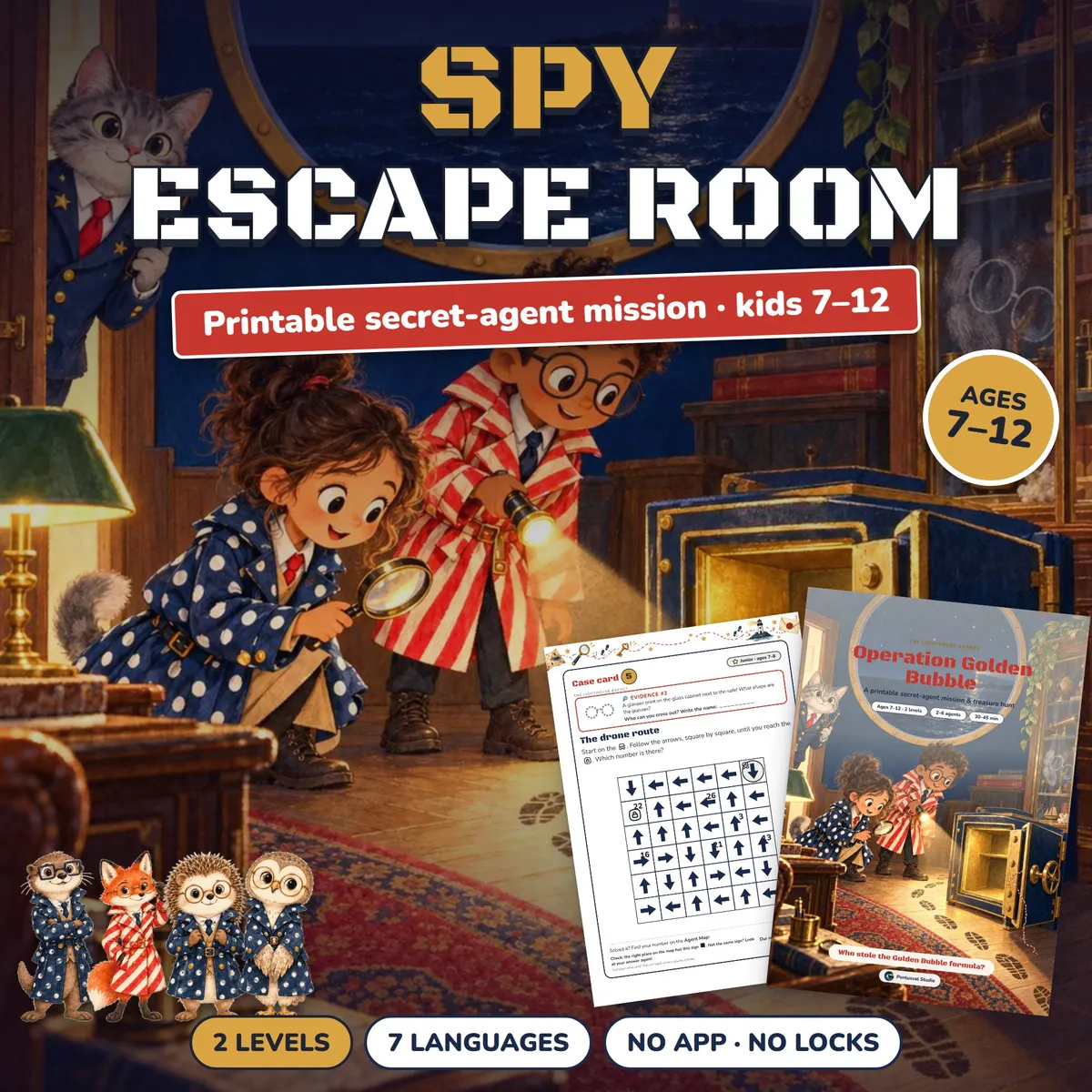 Spy Escape Room for Kids: Operation Golden Bubble